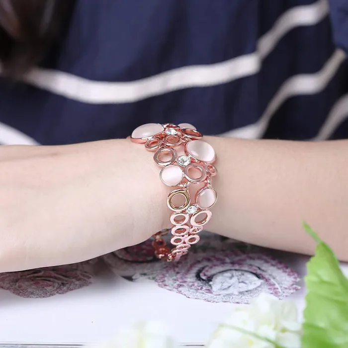 Yellow Chimes Bracelet for Women and Girls Rosegold Bracelets for Women Rose Gold Plated Femme Opal Layered Bracelet for Girls Birthday Gift for Girls and Women Anniversary Gift for Wife Yellow Chimes Necklaces