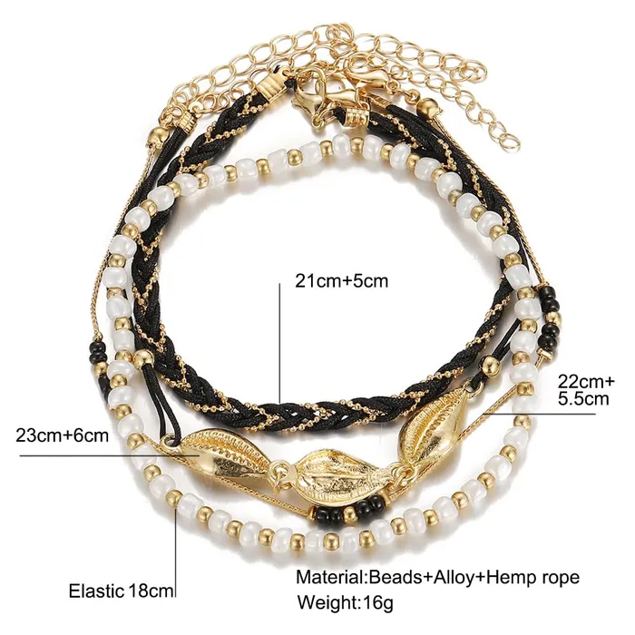 Yellow Chimes Bracelets Yellow Chimes Anklets For Women Boho Layered Anklet Gold Toned Pearl Beaded Ankle Chain Foot Jewellery For Women and Girls