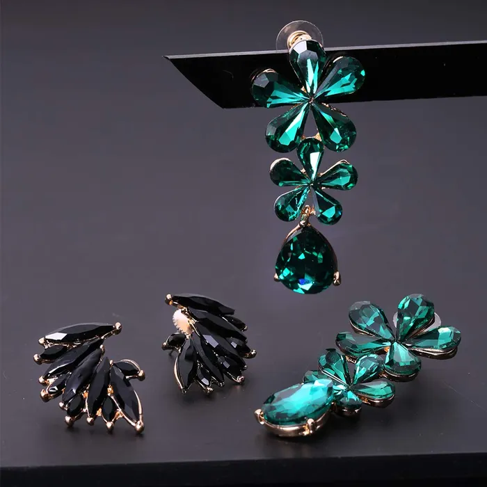 Yellow Chimes Bracelets Yellow Chimes Combo of Two Pair Elegant Gold Plated Floral Crystal Drop Stud Earrings for Women and Girls