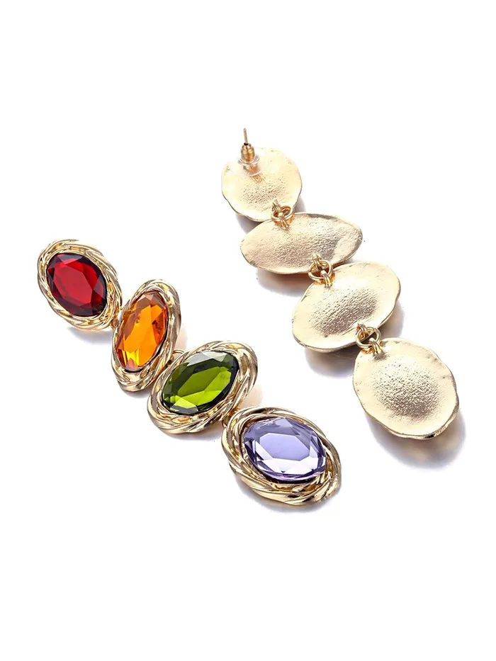 Yellow Chimes Bracelets Yellow Chimes Earrings for Women and Girls Fashion Crystal Dangler Earrings Gold Plated Multicolor Statement Style Long Danglers Earrings Birthday Anniversary Gift for Girls Women