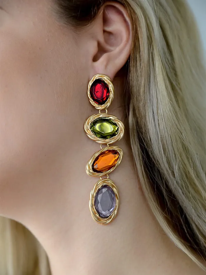 Yellow Chimes Bracelets Yellow Chimes Earrings for Women and Girls Fashion Crystal Dangler Earrings Gold Plated Multicolor Statement Style Long Danglers Earrings Birthday Anniversary Gift for Girls Women