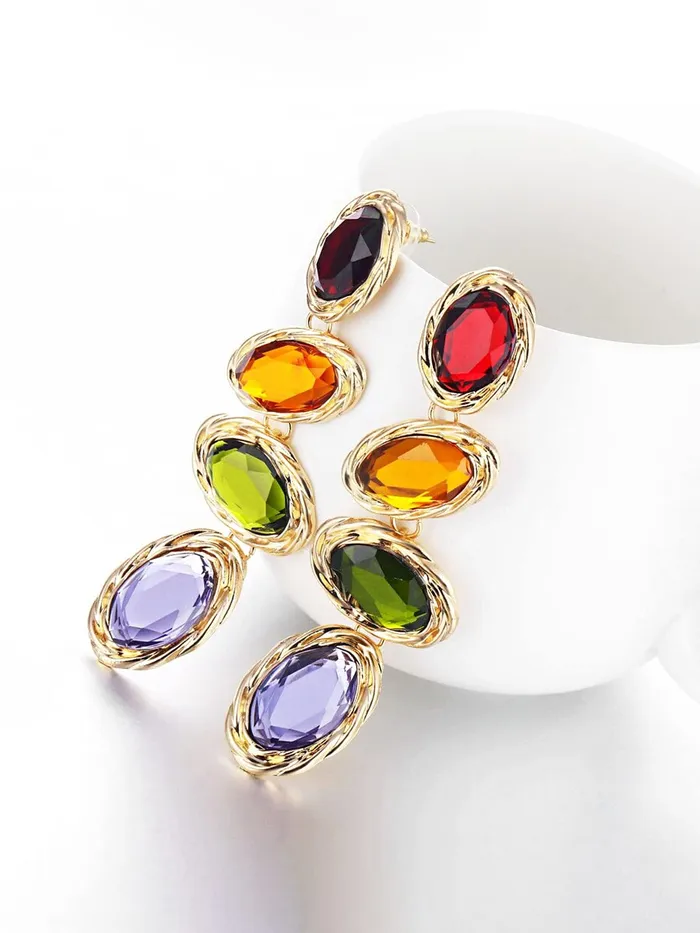 Yellow Chimes Bracelets Yellow Chimes Earrings for Women and Girls Fashion Crystal Dangler Earrings Gold Plated Multicolor Statement Style Long Danglers Earrings Birthday Anniversary Gift for Girls Women