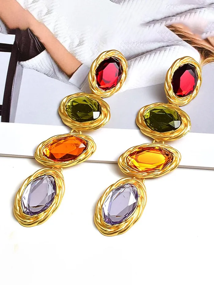 Yellow Chimes Bracelets Yellow Chimes Earrings for Women and Girls Fashion Crystal Dangler Earrings Gold Plated Multicolor Statement Style Long Danglers Earrings Birthday Anniversary Gift for Girls Women