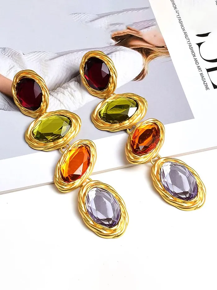 Yellow Chimes Bracelets Yellow Chimes Earrings for Women and Girls Fashion Crystal Dangler Earrings Gold Plated Multicolor Statement Style Long Danglers Earrings Birthday Anniversary Gift for Girls Women