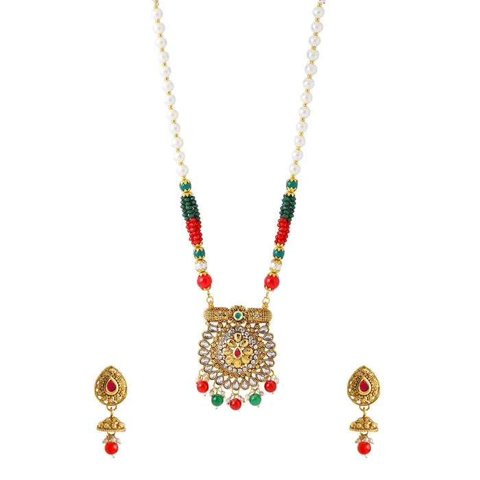 Yellow Chimes Bracelets Yellow Chimes Jewellery Set For Women Long Kundan Beaded Charm Attached Necklace Set With Earrings For Women and Girls Yellow Chimes Bracelets Yellow Chimes Jewellery Set For Women Long Kundan Beaded Charm Attached Necklace Set With Earrings For Women and Girls