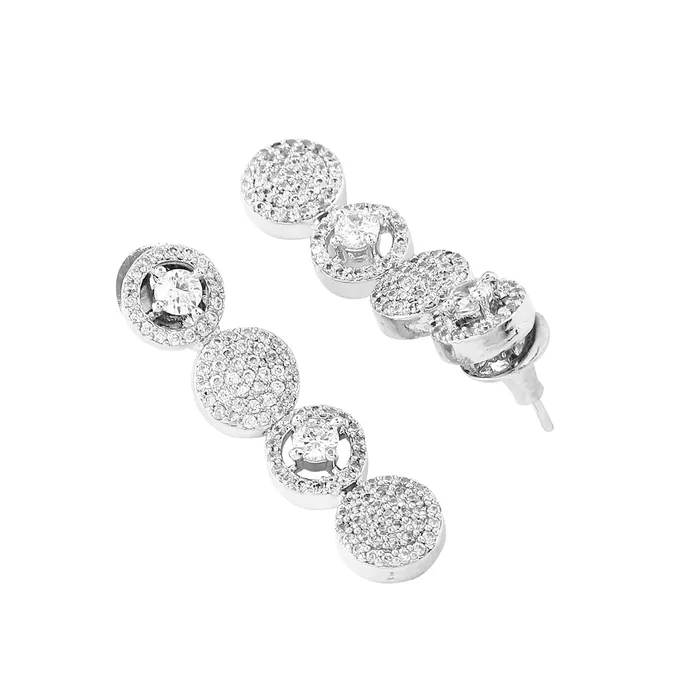Yellow Chimes Bracelets Yellow Chimes Jewellery Set for Women Rhodium Plated ADAmerican Diamond Studded Multicolor Crystal Necklace Set with Earrings for Women and Girls Style 6
