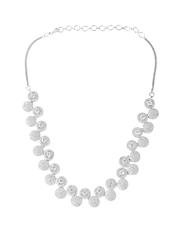Yellow Chimes Bracelets Yellow Chimes Jewellery Set for Women Rhodium Plated ADAmerican Diamond Studded Multicolor Crystal Necklace Set with Earrings for Women and Girls Style 6