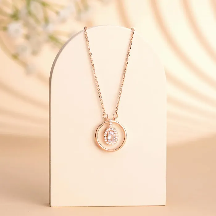 Yellow Chimes Bracelets Yellow Chimes Pendant for Women and Girls Rose Gold Pendant Necklace for Women Circle Designed Crystal Studded Pendnat Birthday Gift for girls and women Anniversary Gift for Wife