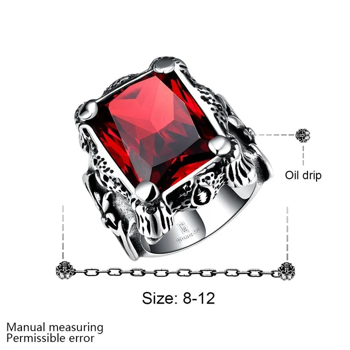 Yellow Chimes Bracelets Yellow Chimes Rings for Men Red Square Shaped Stainless Steel Tough Silver Ring for Men and Boys