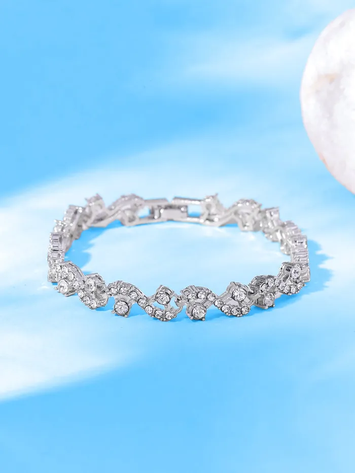 Yellow Chimes Bracelets Yellow Chimes Women Crystal Bracelets Silver Toned Bracelets for Women CZ Crystals Bracelet For Women Birthday Gift for Girls Women Anniversary Gift for Wife