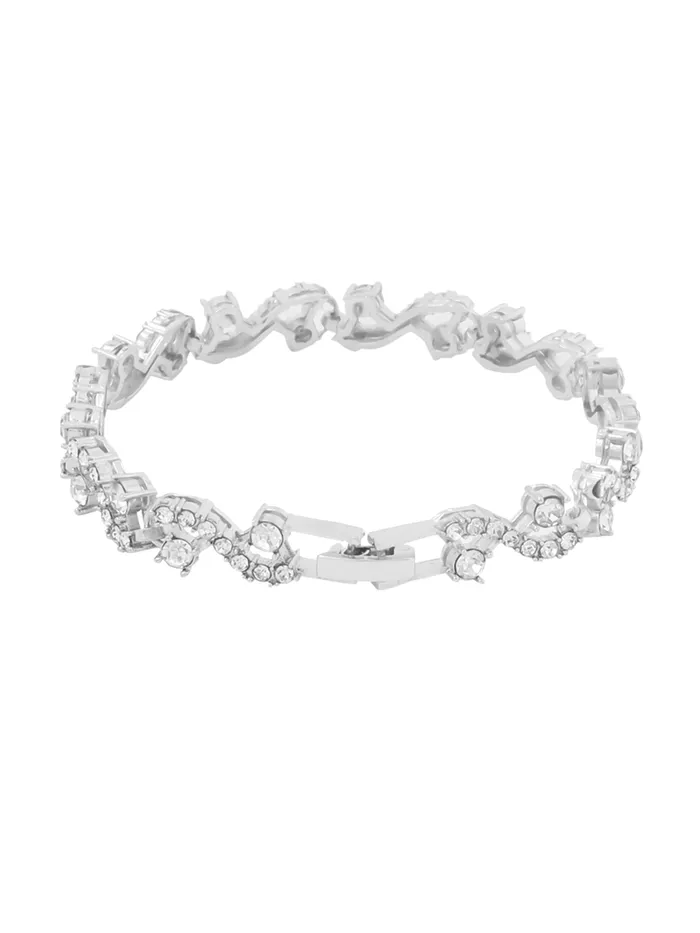 Yellow Chimes Bracelets Yellow Chimes Women Crystal Bracelets Silver Toned Bracelets for Women CZ Crystals Bracelet For Women Birthday Gift for Girls Women Anniversary Gift for Wife