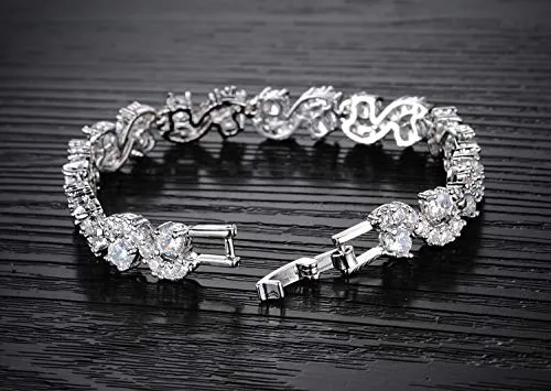 Yellow Chimes Bracelets Yellow Chimes Women Crystal Bracelets Silver Toned Bracelets for Women CZ Crystals Bracelet For Women Birthday Gift for Girls Women Anniversary Gift for Wife
