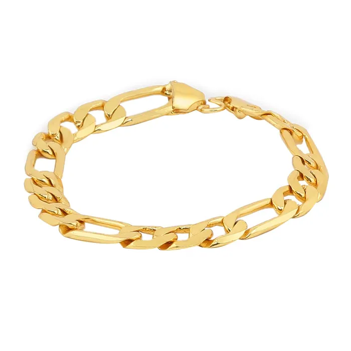 Yellow Chimes Chain Bracelet for Men 18K Gold Plated Thick Figaro Wrist Chain Link Bracelet for Men and Boys Yellow Chimes Necklaces Yellow Chimes Chain Bracelet for Men 18K Gold Plated Thick Figaro Wrist Chain Link Bracelet for Men and Boys Yellow Chimes Necklaces