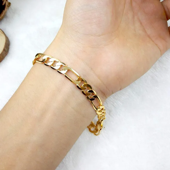 Yellow Chimes Chain Bracelet for Men 18K Gold Plated Thick Figaro Wrist Chain Link Bracelet for Men and Boys Yellow Chimes Necklaces