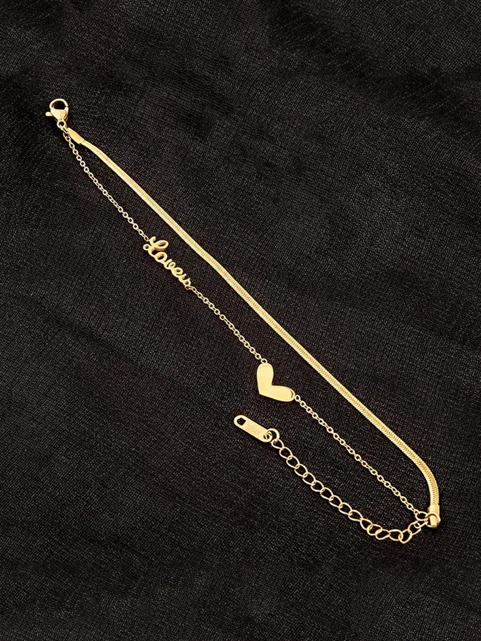 Yellow Chimes Chain Bracelet for Women GoldPlated 2 Layered Stainless Steel Heart Charm Love Bracelet For Women and Girls Yellow Chimes Earrings