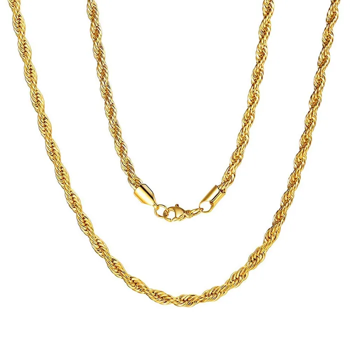 Yellow Chimes Chain for Men and Boys Golden Twisted Rope Neck Chain for Men Stainless Steel Chains for Men Birthday Gift for Men and Boys Anniversary Gift for Husband Yellow Chimes Necklaces