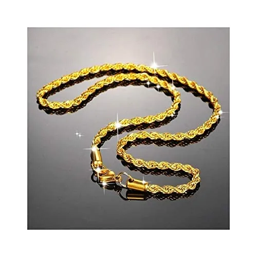 Yellow Chimes Chain for Men and Boys Golden Twisted Rope Neck Chain for Men Stainless Steel Chains for Men Birthday Gift for Men and Boys Anniversary Gift for Husband Yellow Chimes Necklaces