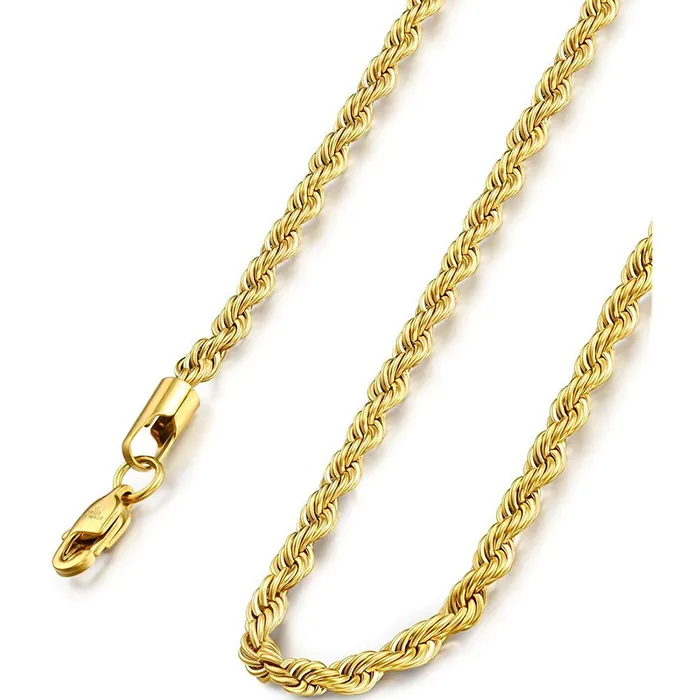 Yellow Chimes Chain for Men and Boys Golden Twisted Rope Neck Chain for Men Stainless Steel Chains for Men Birthday Gift for Men and Boys Anniversary Gift for Husband Yellow Chimes Necklaces