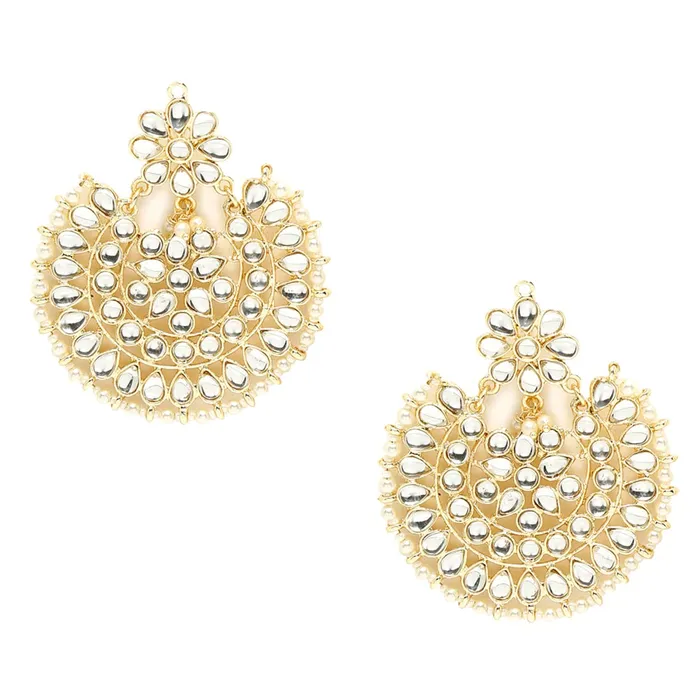 Yellow Chimes Chandbali Earrings for Women Gold Plated Kundan Studded 3 Layered Lond Chand bali Earrings for Women and Girls Yellow Chimes Rings Yellow Chimes Chandbali Earrings for Women Gold Plated Kundan Studded 3 Layered Lond Chand bali Earrings for Women and Girls Yellow Chimes Rings
