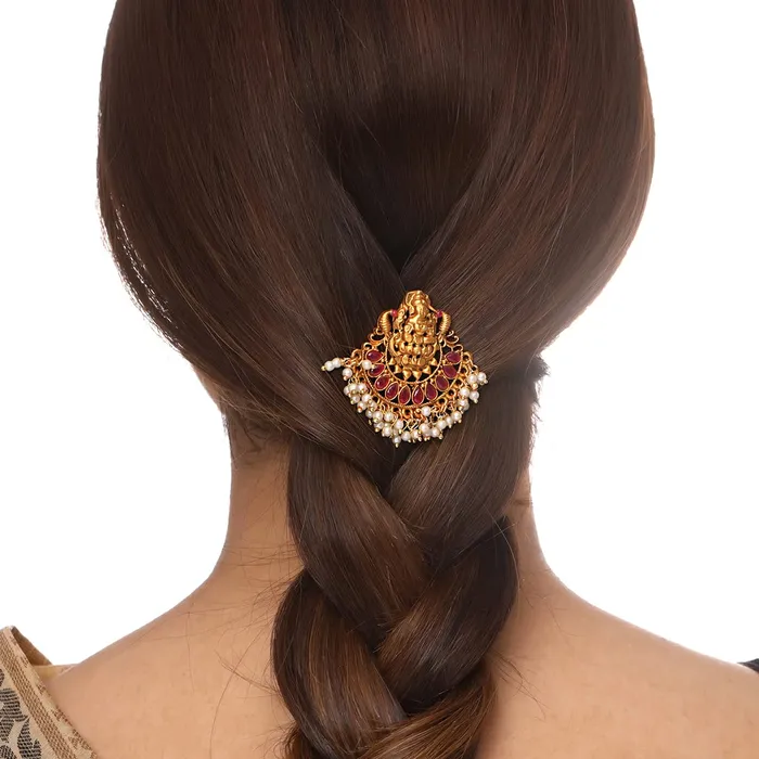 Yellow Chimes Choti Jadai Billai Traditional Multicolor Bridal Hair Accessories for Women Wedding Gold Plated Hair Choti Bridal Jewellery for Women Gold1 Yellow Chimes Necklaces