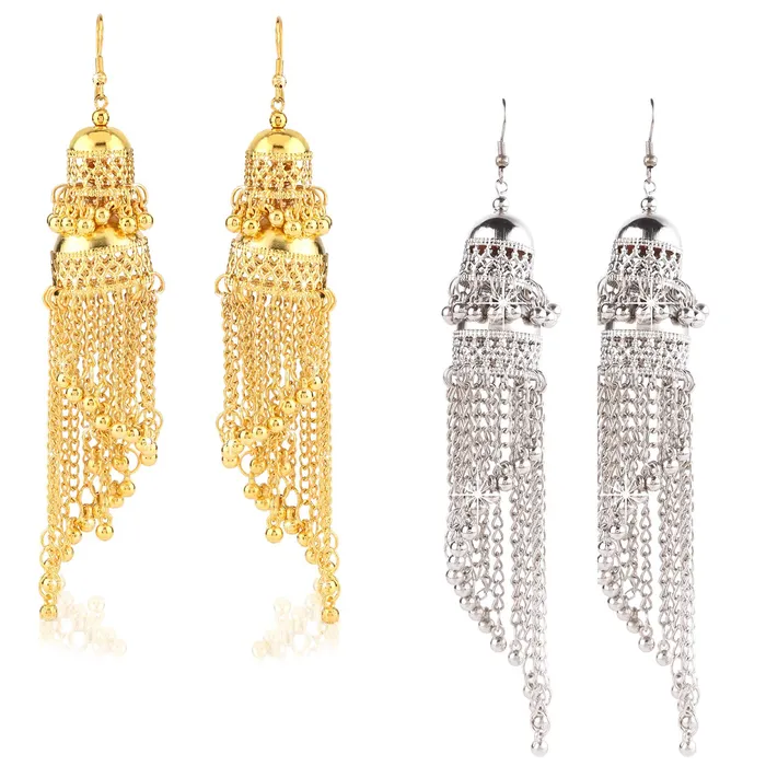 Yellow Chimes COMBO 2 Pairs Golden Silver Traditional Jhumka Jhumki Earrings for Women and Girls Yellow Chimes Earrings Yellow Chimes COMBO 2 Pairs Golden Silver Traditional Jhumka Jhumki Earrings for Women and Girls Yellow Chimes Earrings