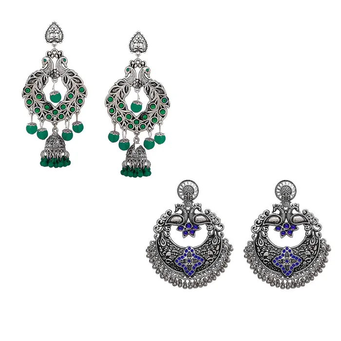 Yellow Chimes Combo of 2 Pairs Ethnic Silver Oxidised Floral Design Beads Studded Stones Chandbali Jhumka Earrings for Women and Girls medium YCTJERCHNDNGLRCGRBL green blue Yellow Chimes Earrings Yellow Chimes Combo of 2 Pairs Ethnic Silver Oxidised Floral Design Beads Studded Stones Chandbali Jhumka Earrings for Women and Girls medium YCTJERCHNDNGLRCGRBL green blue Yellow Chimes Earrings