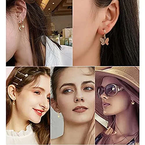 Yellow Chimes Combo of 6 Pairs Silver Gold Plated Thread Tassel Stud Hoop Earrings Set for Women and Girls Design 20 Yellow Chimes Earrings
