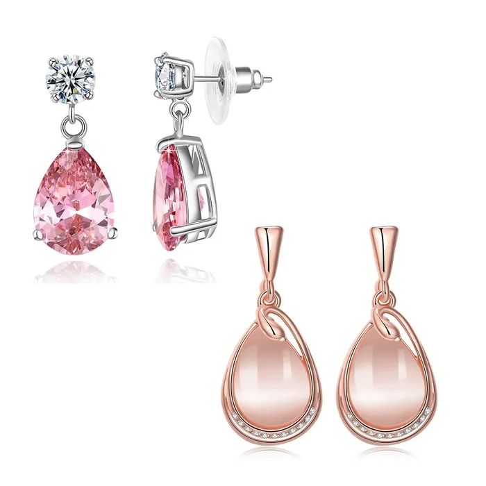 Yellow Chimes Combo of Two Pairs Classic Designer Dangling Pink Crystal Rose Gold Plated Opal Drop Earrings for Women and Girls Yellow Chimes Earrings Yellow Chimes Combo of Two Pairs Classic Designer Dangling Pink Crystal Rose Gold Plated Opal Drop Earrings for Women and Girls Yellow Chimes Earrings