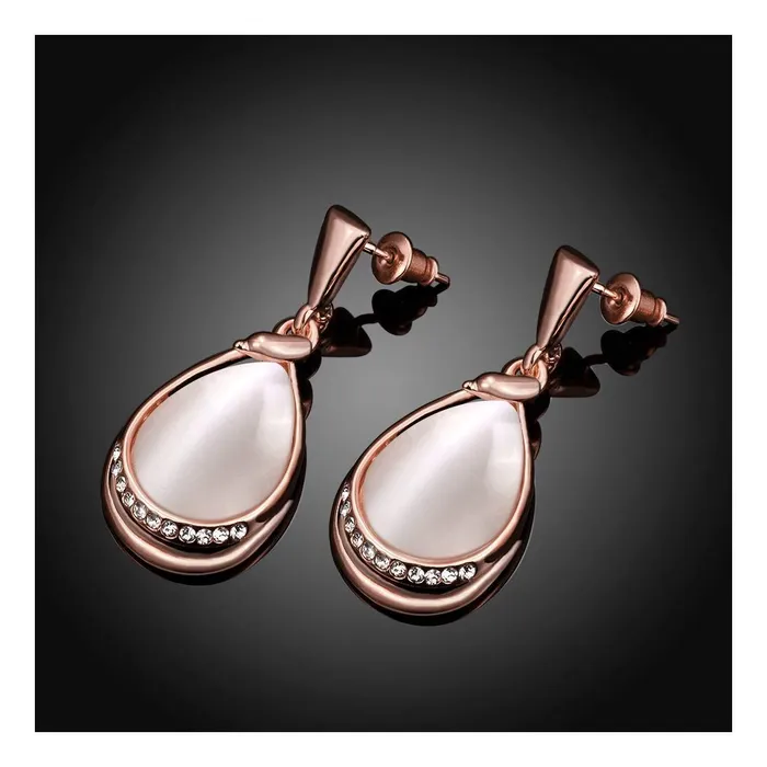 Yellow Chimes Combo of Two Pairs Classic Designer Dangling Pink Crystal Rose Gold Plated Opal Drop Earrings for Women and Girls Yellow Chimes Earrings