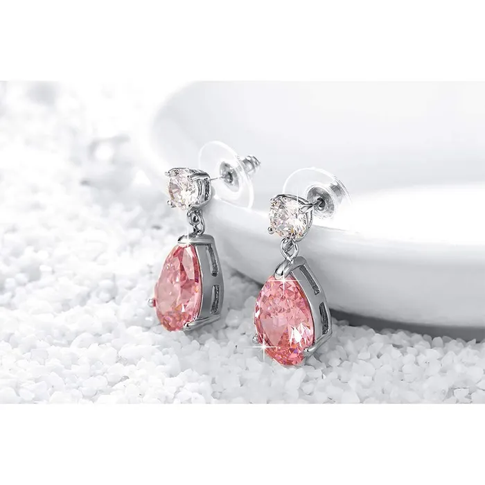 Yellow Chimes Combo of Two Pairs Classic Designer Dangling Pink Crystal Rose Gold Plated Opal Drop Earrings for Women and Girls Yellow Chimes Earrings