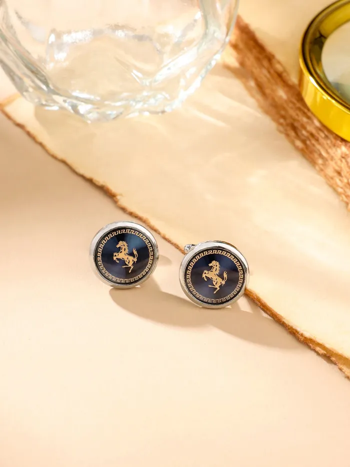 Yellow Chimes Cufflinks for Men and Boys Blue Cuff links Formal Stainless Steel Golden Running Horse Cufflink Birthday Gift for Men and Boys Anniversary Gift for Husband Yellow Chimes Necklaces