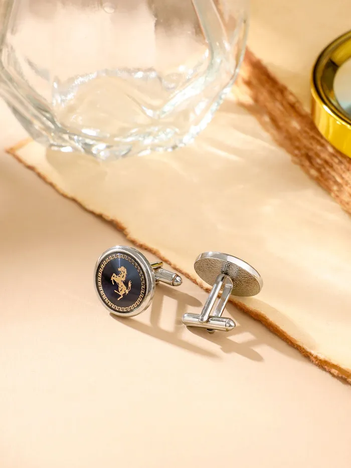 Yellow Chimes Cufflinks for Men and Boys Blue Cuff links Formal Stainless Steel Golden Running Horse Cufflink Birthday Gift for Men and Boys Anniversary Gift for Husband Yellow Chimes Necklaces