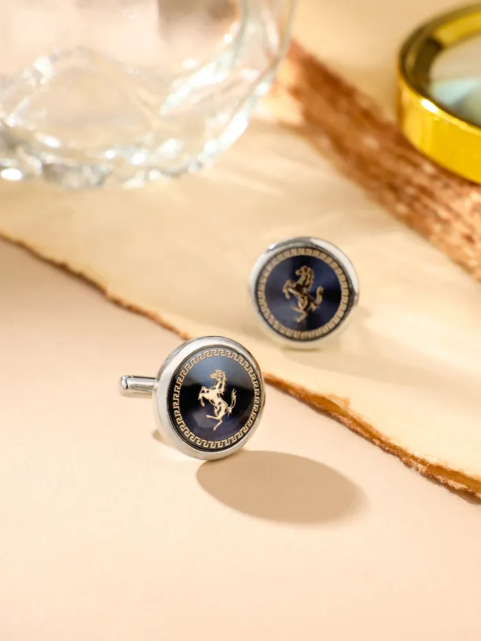 Yellow Chimes Cufflinks for Men and Boys Blue Cuff links Formal Stainless Steel Golden Running Horse Cufflink Birthday Gift for Men and Boys Anniversary Gift for Husband Yellow Chimes Necklaces