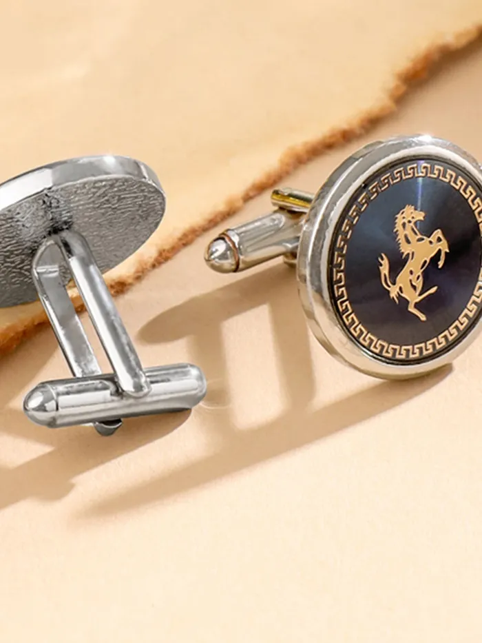 Yellow Chimes Cufflinks for Men and Boys Blue Cuff links Formal Stainless Steel Golden Running Horse Cufflink Birthday Gift for Men and Boys Anniversary Gift for Husband Yellow Chimes Necklaces