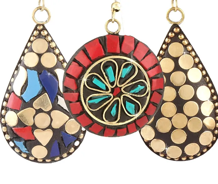 Yellow Chimes Danglers Earrings for Women Combo 6 Pairs Handmade Tibetan Traditional Multicolour Dangler Drop Earrings For Women and Girls Yellow Chimes Earrings