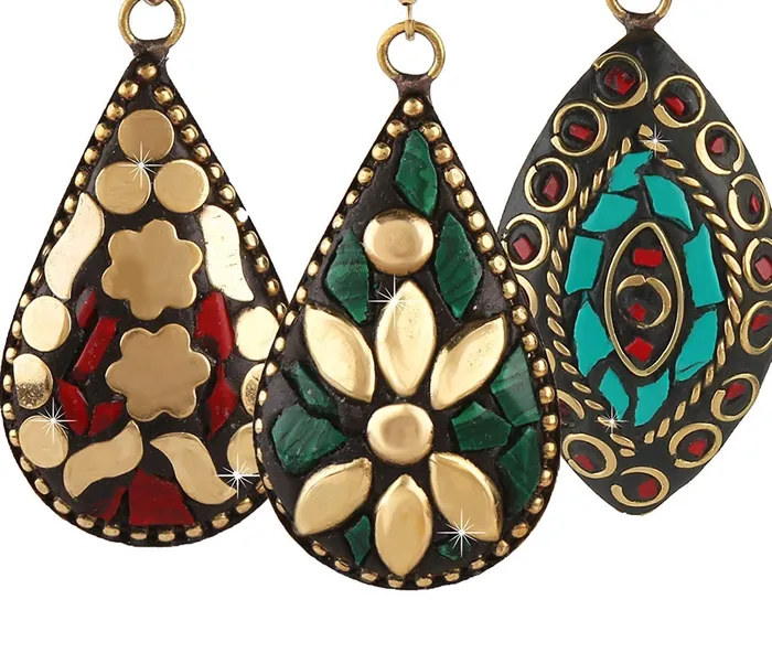 Yellow Chimes Danglers Earrings for Women Combo 6 Pairs Handmade Tibetan Traditional Multicolour Dangler Drop Earrings For Women and Girls Yellow Chimes Earrings