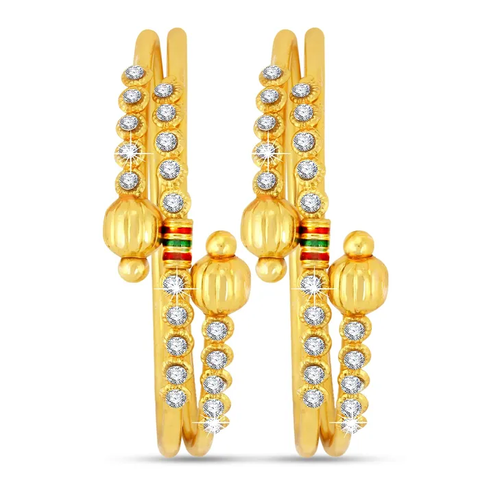 Yellow Chimes Designer CZ Victorian 2 Pc Gold Plated Traditional Bangles Set for Women Yellow Chimes Earrings Yellow Chimes Designer CZ Victorian 2 Pc Gold Plated Traditional Bangles Set for Women Yellow Chimes Earrings