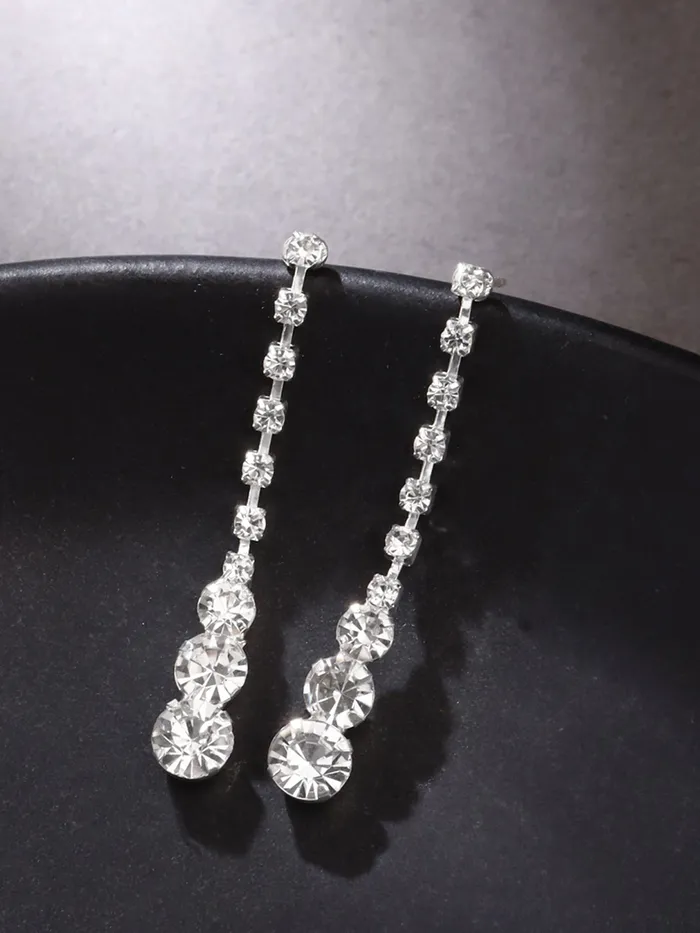 Yellow Chimes Earrings Elegant Women Jewellery Set White Crystal Necklace Earrings Rhodium Plated Silver