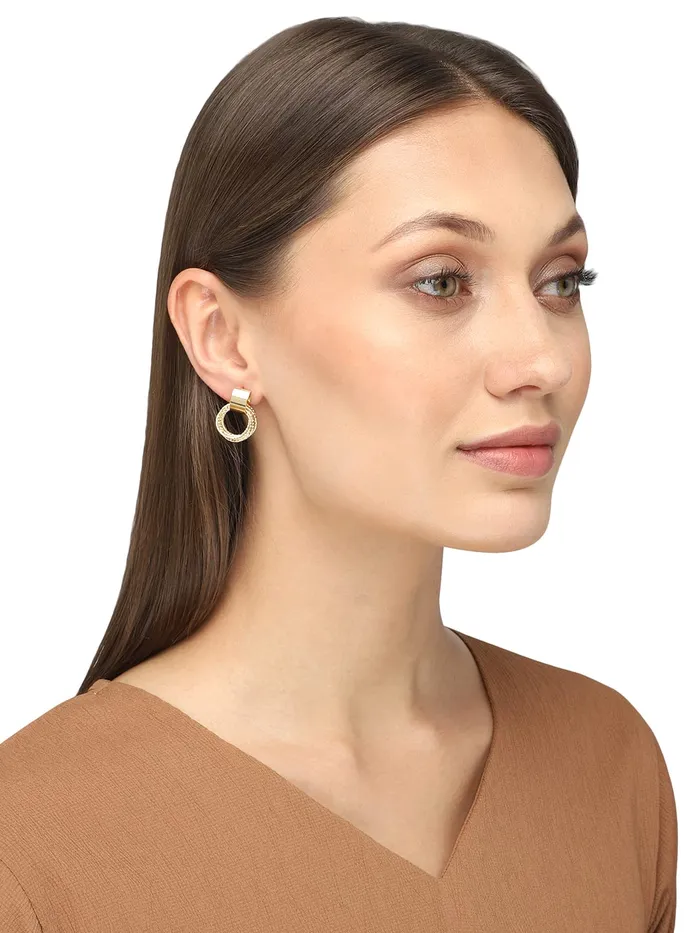Yellow Chimes Earrings for Women and Girls Crystal Studs Dual Tone 2 Pair Combo of Stud Earrings Birthday Gift for girls and women Anniversary Gift for Wife Yellow Chimes Necklaces
