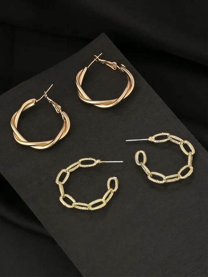 Yellow Chimes Earrings for Women and Girls Fashion Golden Hoop Earrings Combo of 2 Pairs Gold Toned Twisted Hoops Earrings Birthday Gift for Girls Women Anniversary Gift for Wife Yellow Chimes Necklaces