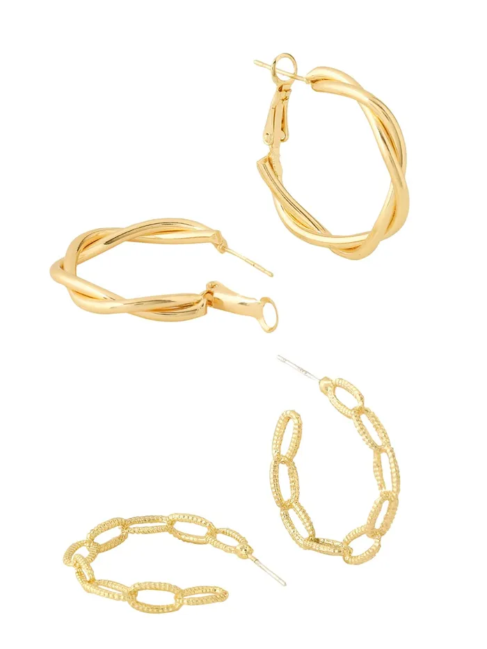 Yellow Chimes Earrings for Women and Girls Fashion Golden Hoop Earrings Combo of 2 Pairs Gold Toned Twisted Hoops Earrings Birthday Gift for Girls Women Anniversary Gift for Wife Yellow Chimes Necklaces