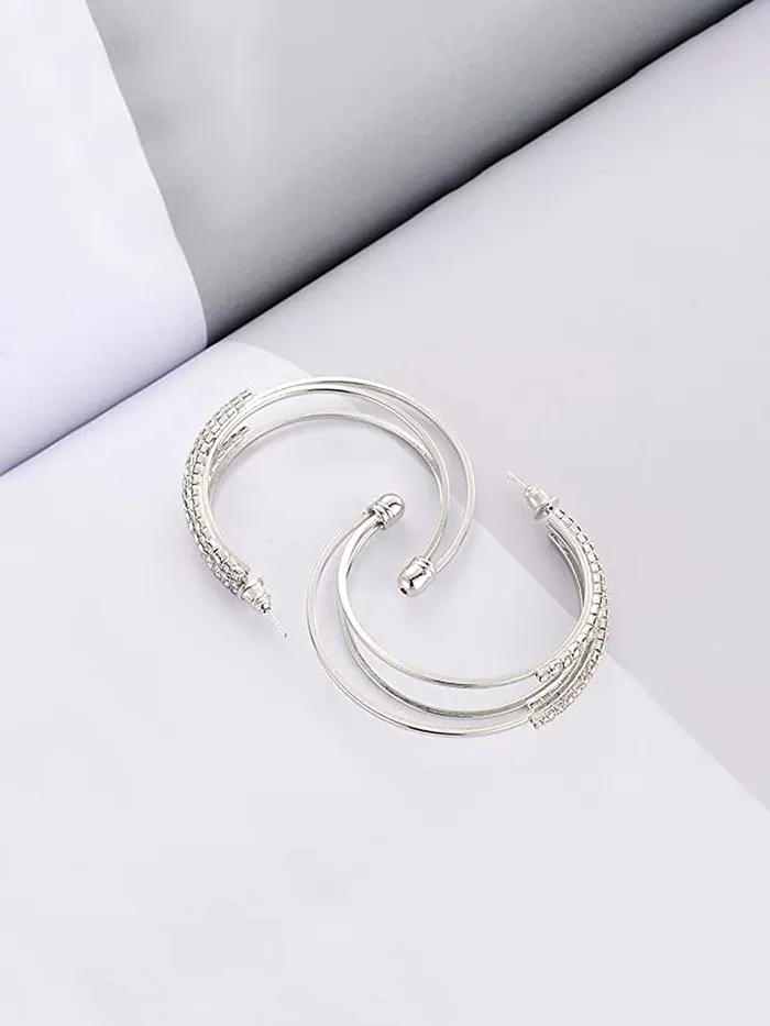 Yellow Chimes Earrings for Women and Girls Hoop Earrings for Girls Silver Toned Crystal Studded Hoop Earrings Birthday Gift for girls and women Anniversary Gift for Wife Yellow Chimes Necklaces