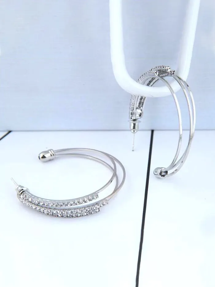 Yellow Chimes Earrings for Women and Girls Hoop Earrings for Girls Silver Toned Crystal Studded Hoop Earrings Birthday Gift for girls and women Anniversary Gift for Wife Yellow Chimes Necklaces