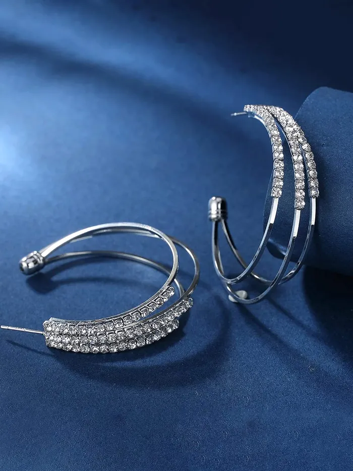 Yellow Chimes Earrings for Women and Girls Hoop Earrings for Girls Silver Toned Crystal Studded Hoop Earrings Birthday Gift for girls and women Anniversary Gift for Wife Yellow Chimes Necklaces