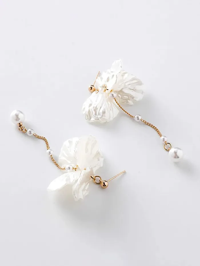 Yellow Chimes Earrings for Women and Girls Pearl Dangler Gold Toned White Petals Pearl Drop Designed Long Danglers Earrings Birthday Gift for girls and women Anniversary Gift for Wife Yellow Chimes Necklaces