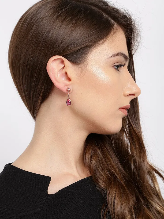 Yellow Chimes Earrings for Women and Girls Pink Crystals from Swarovski Drop Earrings Rose Gold Plated Floral Drop Earrings for Women Birthday Gifts For Women Valentine Gift for Girls Yellow Chimes Bracelets