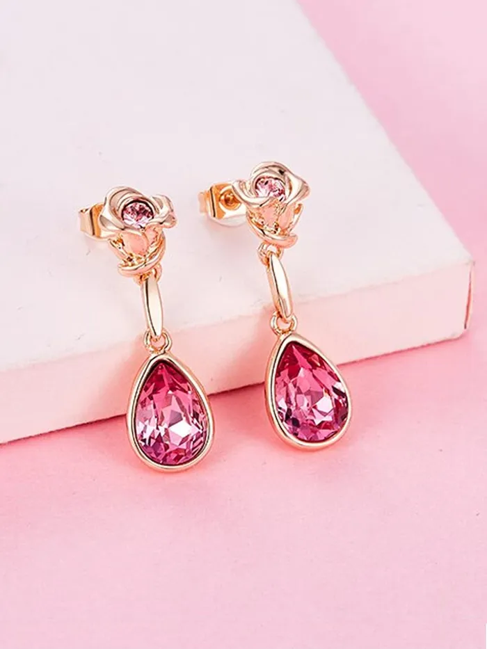 Yellow Chimes Earrings for Women and Girls Pink Crystals from Swarovski Drop Earrings Rose Gold Plated Floral Drop Earrings for Women Birthday Gifts For Women Valentine Gift for Girls Yellow Chimes Bracelets