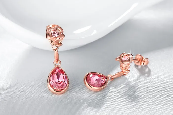 Yellow Chimes Earrings for Women and Girls Pink Crystals from Swarovski Drop Earrings Rose Gold Plated Floral Drop Earrings for Women Birthday Gifts For Women Valentine Gift for Girls Yellow Chimes Bracelets