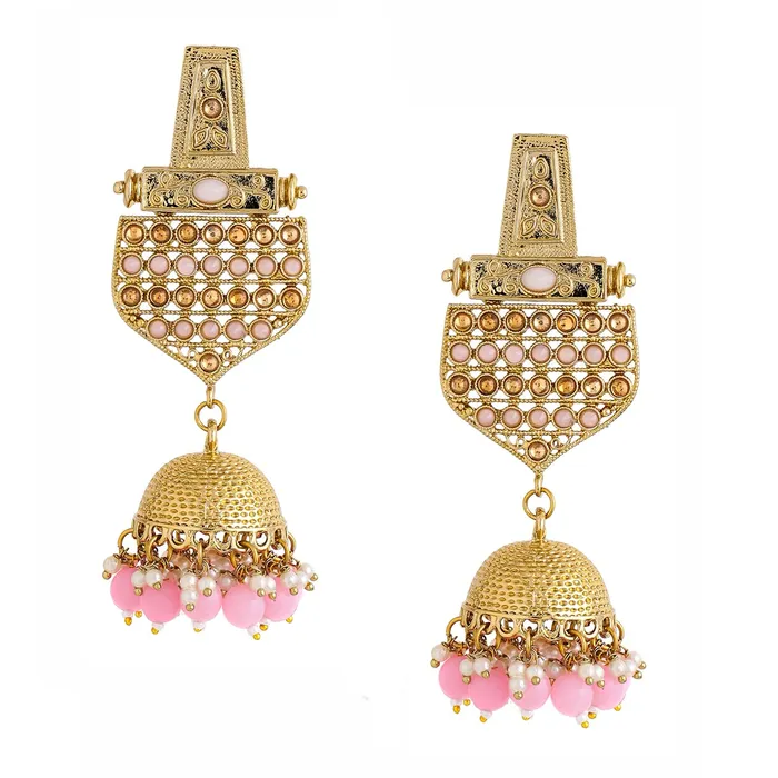 Yellow Chimes Earrings for Women and Girls Traditional Kundan Studded Jhumka Gold Plated Kundan Stone Jhumki Earrings Birthday Gift for girls and women Anniversary Gift for Wife Yellow Chimes Earrings