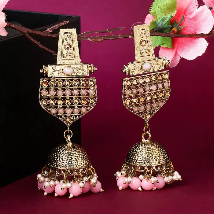 Yellow Chimes Earrings for Women and Girls Traditional Kundan Studded Jhumka Gold Plated Kundan Stone Jhumki Earrings Birthday Gift for girls and women Anniversary Gift for Wife Yellow Chimes Earrings